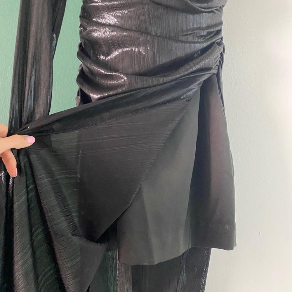 House of CB VONA' BLACK ASYMMETRIC DRAPED GOWN XS - Picture 8 of 8